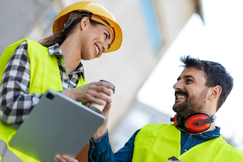 Coffee break on construction site